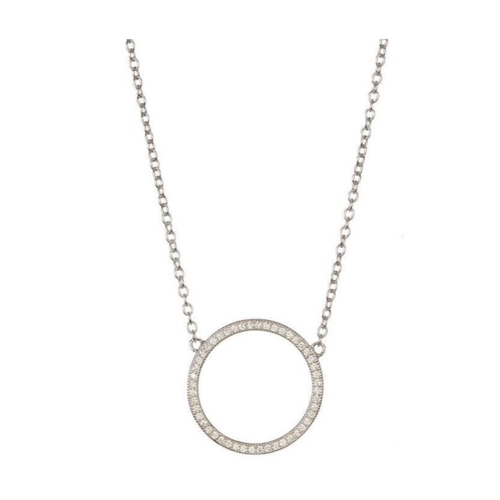 Adornia Silver Tone Cubic Zirconia Open Circle Necklace